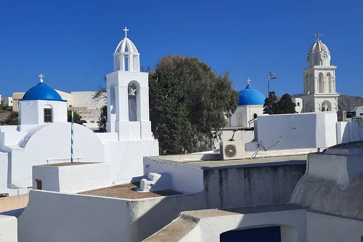 Stone lane in Emporio village on a private Santorini villages and Akrotiri tour, Santorini Greece