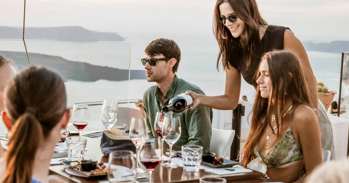 Tasting glasses of Assyrtiko at a winery on a Santorini wine tasting tour, Santorini Greece