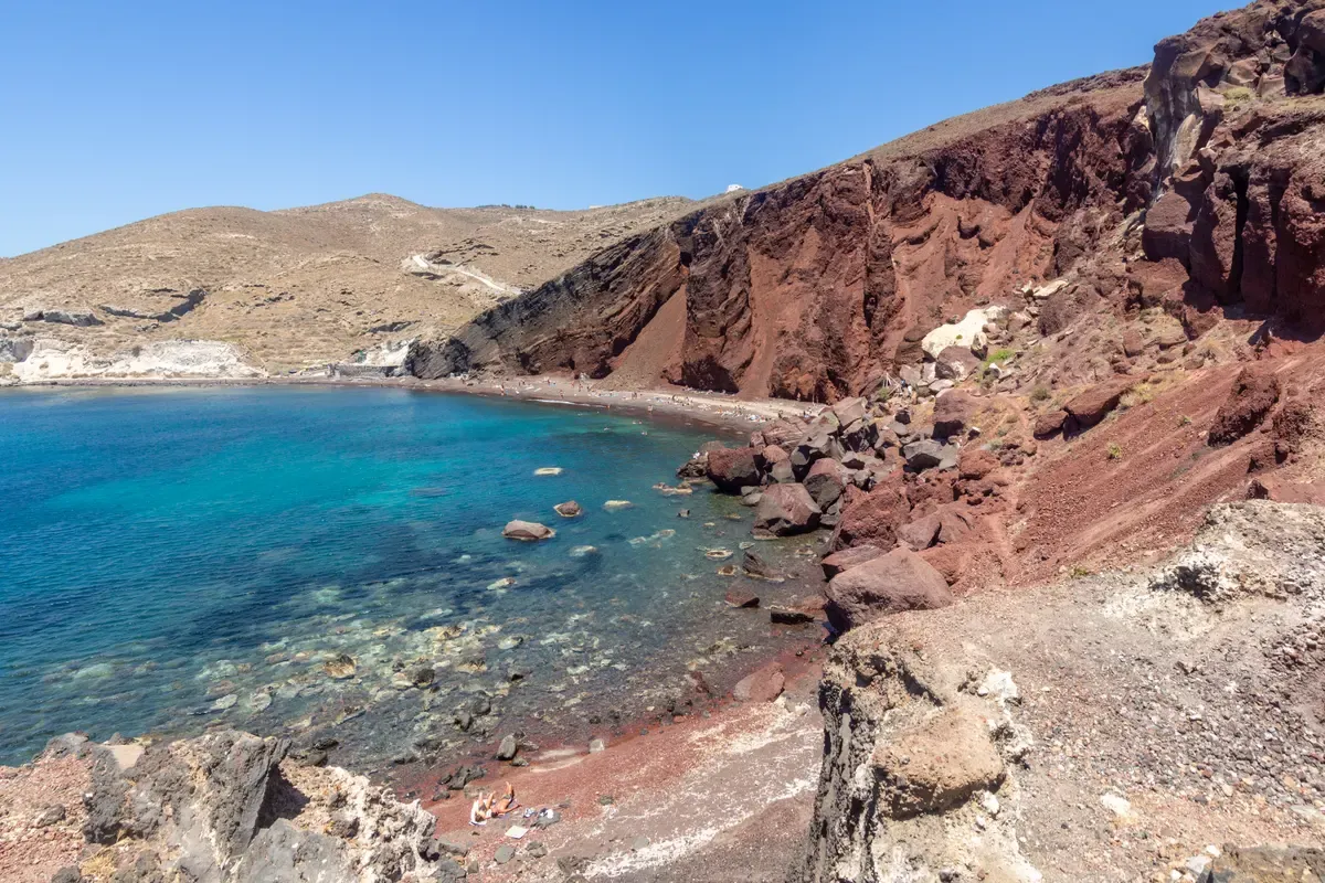 Red Beach and its cliff at Akrotiri, Santorini Greece